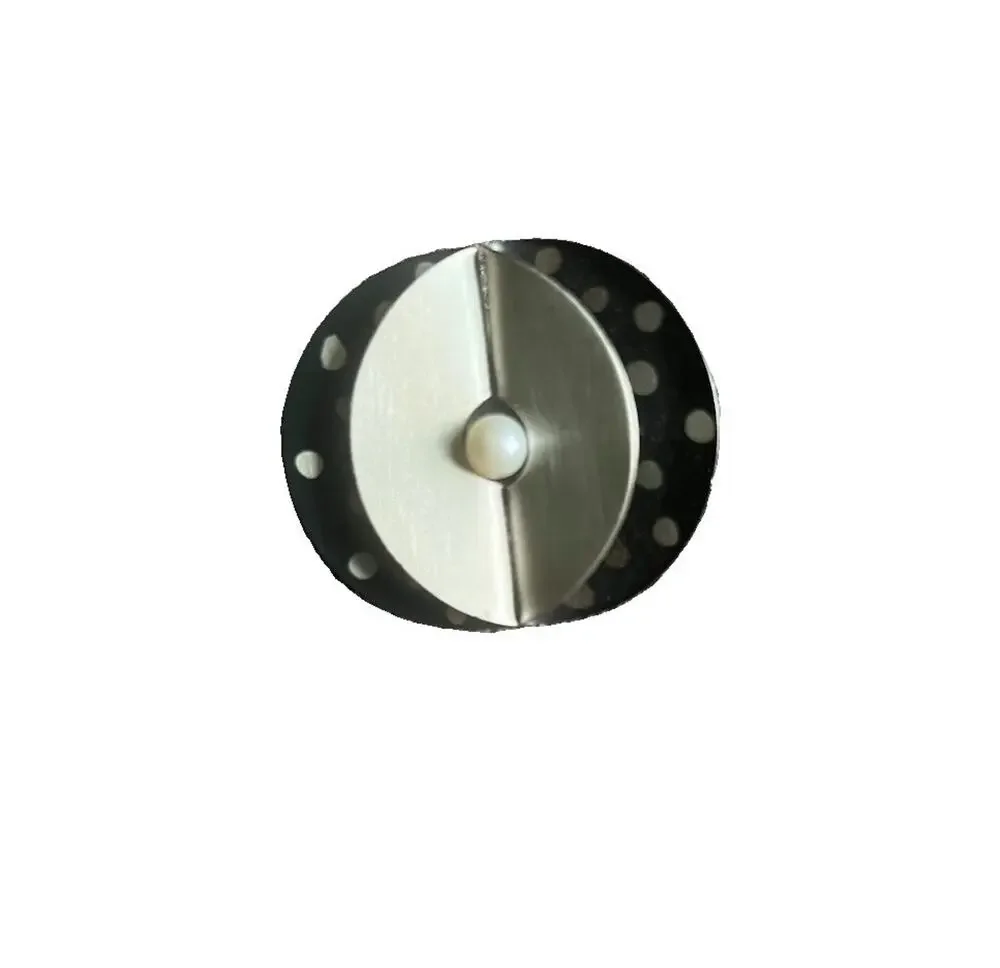 Silver And Black Polka Dot Artisan Brooch